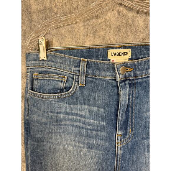 L'AGENCE El Matador High Rise Raw Hem Slim Fit Size 30 Stretch Blue Jeans EUC - Picture 2 of 9
